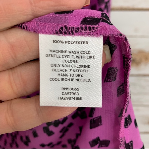 Halogen Purple Printed Long Sleeve Career Blouse - Picture 7 of 8